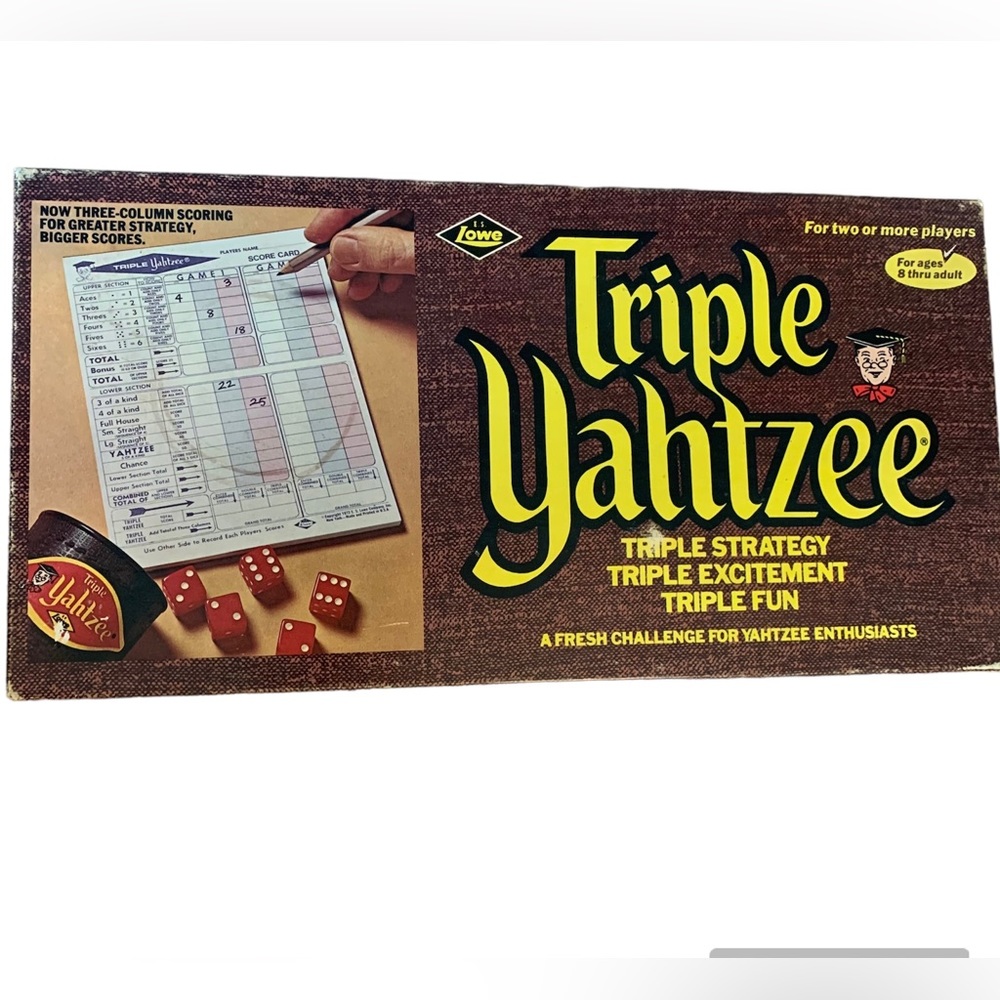 Vintage Triple Yahtzee Dice Game Complete